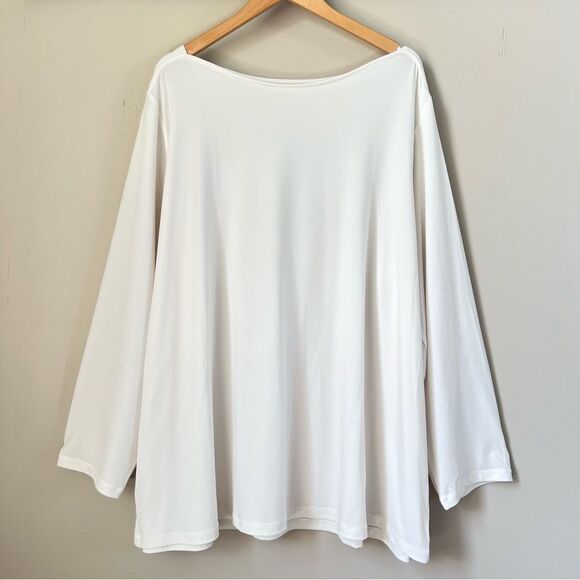 Susan Graver Off White Modern Essentials Liquid Knit Bateau Neck Top Size 4X - Picture 1 of 9